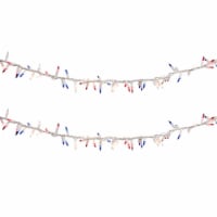 Northlight 105-Count Red, Clear and Blue Patriotic Mini Light Garland, 5.6' White Wire