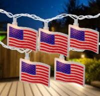 Northlight 10-Count Patriotic American Flag 4th of July Lights, 7.5ft White Wire Perspective: Main