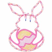 Northlight 17 Lighted Pink Bunny with Easter Egg Window Silhouette