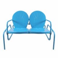 Northlight 34219546 47 in. Outdoor Retro Tulip Double Glider Chair, Turquoise Blue