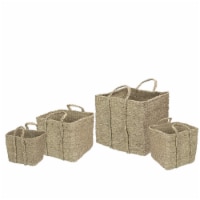 Northlight 34219234 Square Wicker Table & Floor Baskets, Rustic Beige - Set of 4