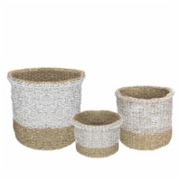 Northlight 34219235 Wicker Table & Floor Baskets, Beige & White Set of 3