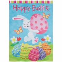 Northlight 34219491 Happy Easter Bunny with Eggs Outdoor House Flag - 28 x 40 in.