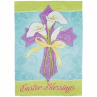 Northlight Easter Blessings Cross and Lilies Outdoor House Flag 28  x 40