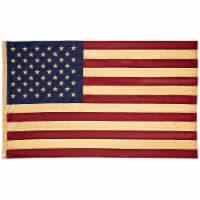 Northlight 34219489 Patriotic Tea-Stained Embroidered American Flag with Grommets - 3 x 5 ft.