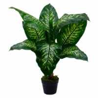 Northlight 34219740 36 in. Artificial Green & Ivory Variegated Leaf Dieffenbachia Potted Plan