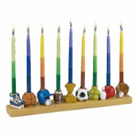 Rite Lite 12.25 Blue and Brown Sports Hand Painted Hanukkah Menorah