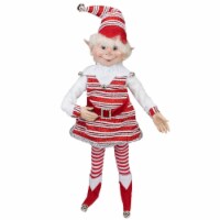 Select Artificials 20 Red and White Peppermint Striped Elf with Jingle Bells