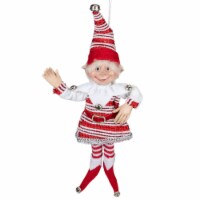 Select Artificials 13  Red and White Peppermint Striped Elf with Jingle Bells