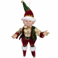 Select Artificials 13 Burgundy and Gold Festive Chubby Christmas Elf With Bells