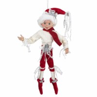 Select Artificials 13  Red and Cream Whimsical Dusty Elf With Holly Berries