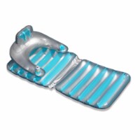 Pool Central 32551822 74 in. Inflatable Swimming Pool Folding Lounge Chair Float, Silver & Bl