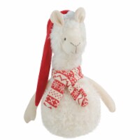 Northlight 17.75  White Llama with Red Santa Hat Christmas Table Top Decoration