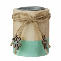 Northlight 3 Green and Natural Wood Christmas Tea Light Candle Holder
