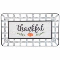 NorthLight 34316670 Silver & White with a Pumpkin Thankful Rectangular Fall Wall Decor