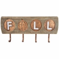 NorthLight 34316671 16 in. Pumpkin Fall Wooden & Metal Hook Wall Decor, Brown & White
