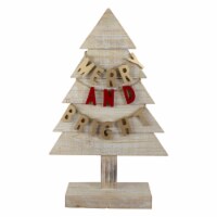 Northlight 23  Gold and Red Merry and Bright Wooden Christmas Tree Decoration