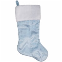 Northlight 20.5-Inch Blue and White Sheer Organza Christmas Stocking with Faux Fur Cuff
