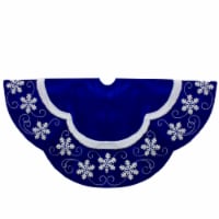 Northlight 48-Inch Velvet Royal Blue and White Snowflake Christmas Tree Skirt