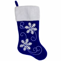 Northlight 20.5-Inch Royal Blue Velvet and White Snowflake Christmas Stocking