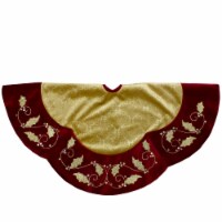 Northlight 48-Inch Gold and Burgundy Velvet Christmas Tree Skirt