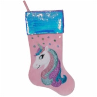 Northlight 20.5 Pink Velvet Unicorn With Sequins Christmas Stocking Perspective: Main