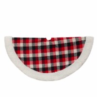 Northlight 20-Inch Red, Black, and Ivory Plaid Mini Christmas Tree Skirt with High Pile