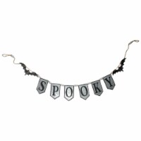 Northlight 7' Metal Gray and Black SPOOKY Halloween Bat Banner