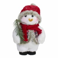 Northlight 10 Plush Snowman Wearing Plaid Vest and Hat Christmas Figure