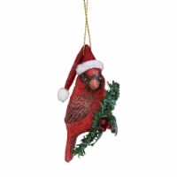 Northlight 3.5 Red Cardinal Bird Wearing Santa Hat Christmas Ornament