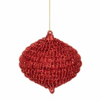 Northlight 4  Red Glitter Spiral Coiled Wire Onion Finial Christmas Ornament