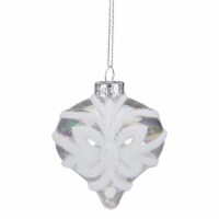 Northlight 3.25 Clear Iridescent with White Frost Glass Onion Christmas Ornament