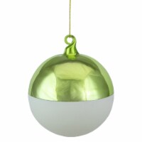 Northlight 3.5  Shiny Lime Green and Matte White Glass Christmas Ornament
