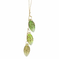 Northlight 7  Green and White Dangling Pinecone Christmas Glass Ornament