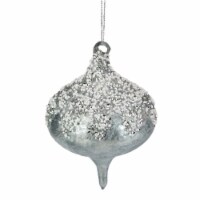 Northlight 5.25  Silver Beads and Sequins Glass Onion Christmas Ornament