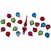 Northlight Set of 20 Glass Christmas Decorations and Tree Topper 1.25  (35mm)