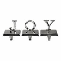 Northlight Set of 3 Shiny Silver Beveled JOY Christmas Stocking Holders 5