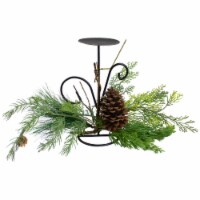 Northlight 10  Green Artificial Sprigs and Pine Cone Christmas Candle Holder