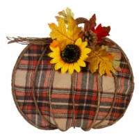 NorthLight 34315248 16 in. Plaid Fall Harvest Pumpkin Wall Decor, Red & Black
