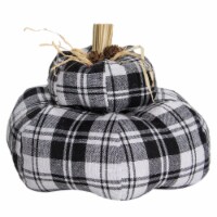 Northlight 6.5 Black and White Plaid Stacked Fall Harvest Tabletop Pumpkin