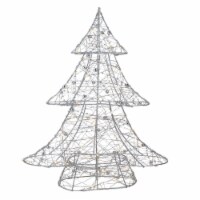 Northlight 15.25  LED Lighted B/O Silver Wire and Bead Christmas Tree - Warm White Lights