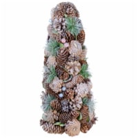 Northlight 16.5 Glittered Green and Brown Pinecone Berry Christmas Tree