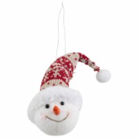 Northlight 7  Smiling Snowman Head Wearing A Winter Hat Christmas Ornament