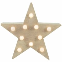 Northlight 9.25  Lighted 5 Point Wooden Star Christmas Tabletop Decor