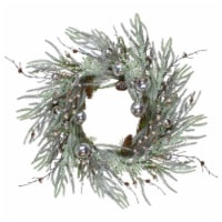 Northlight 28 Artificial Pine Frosted Christmas Wreath with Silver Berries-Unlit Perspective: Main