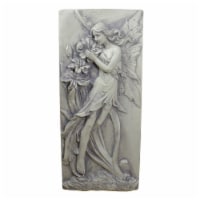 NorthLight 34338710 31 in. Fairy with Lily Flowers Wall Plaque, Gray