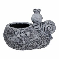 NorthLight 34338739 15.5 in. Snail Flower & Ladybug Outdoor Garden Planter, Gray