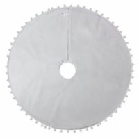 Northlight 36 White Christmas Tree Skirt With a Pom Pom Border and Tie Backs