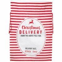 Northlight 27  Beige and Red Striped  Christmas Delivery  Tie Gift Bag