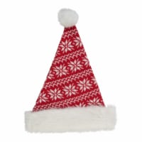 Northlight 17 Red and White Nordic Snowflake and Striped Santa Hat With Pom Pom